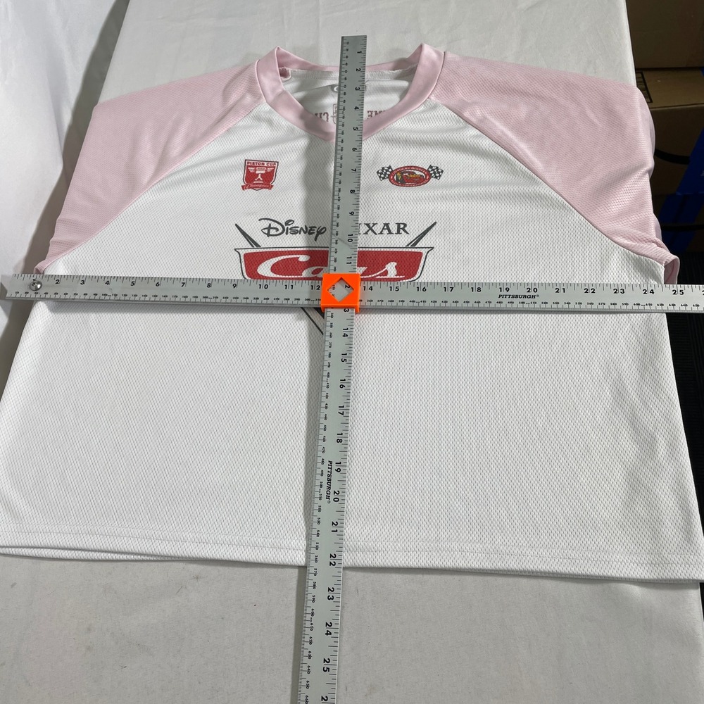 Disney Pixar Cars Lightning McQueen #95 White Piston Cup Jersey Women's LARGE - Picture 9 of 9